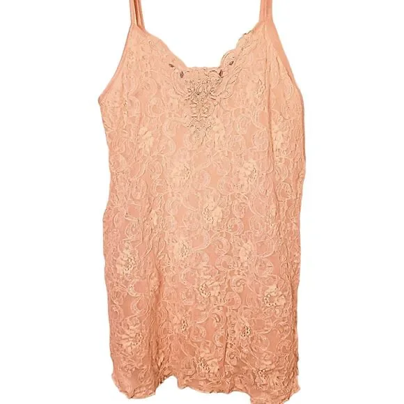 VTG CINEMA ETOILE Pink Stretchy Lace Chemise Nightgown Lingerie SZ M BEAUTIFUL - Picture 5 of 16